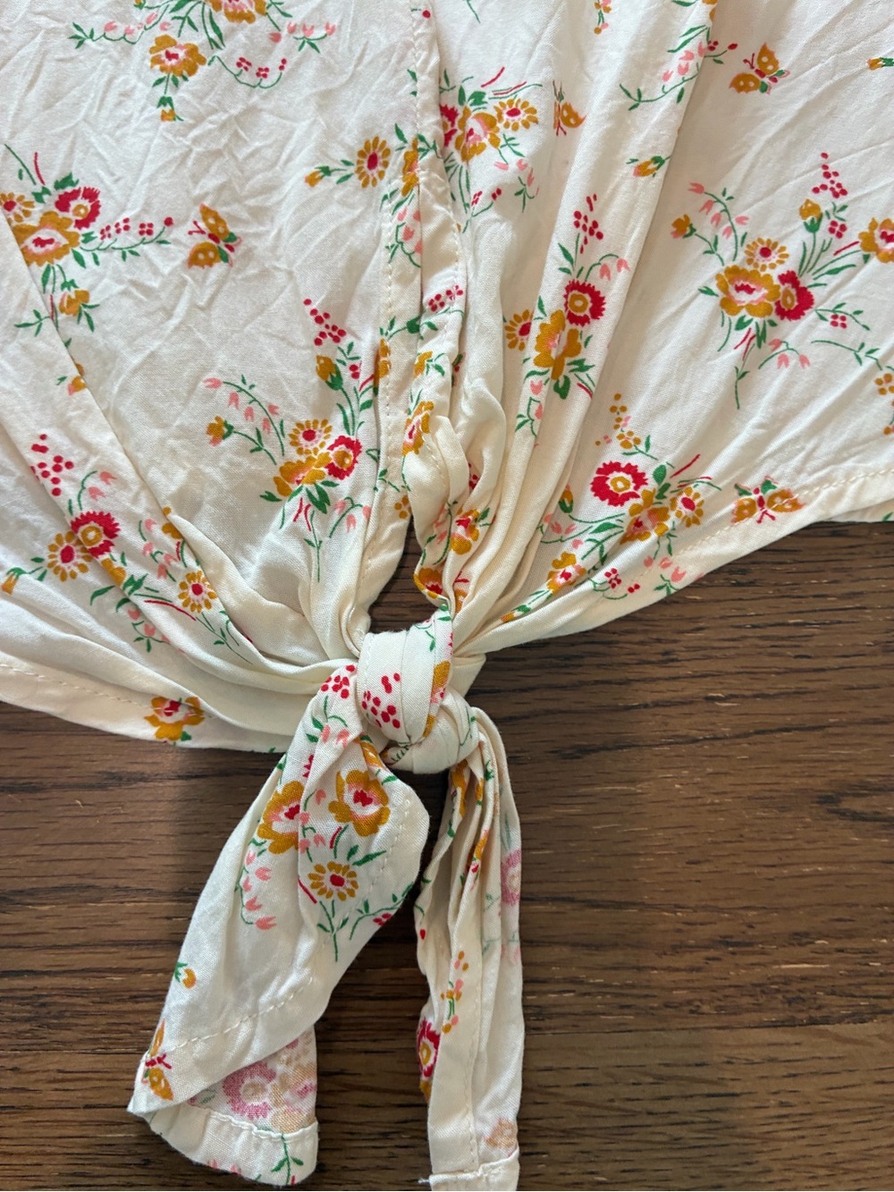 Madewell Cream Floral Tie-Front V-Neck Blouse - Picture 4 of 6